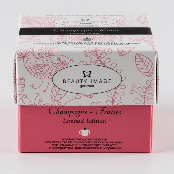 ACEITE CALIENTE MASAJE CHAMPAGNE&FRESAS 35 GRS. VELA