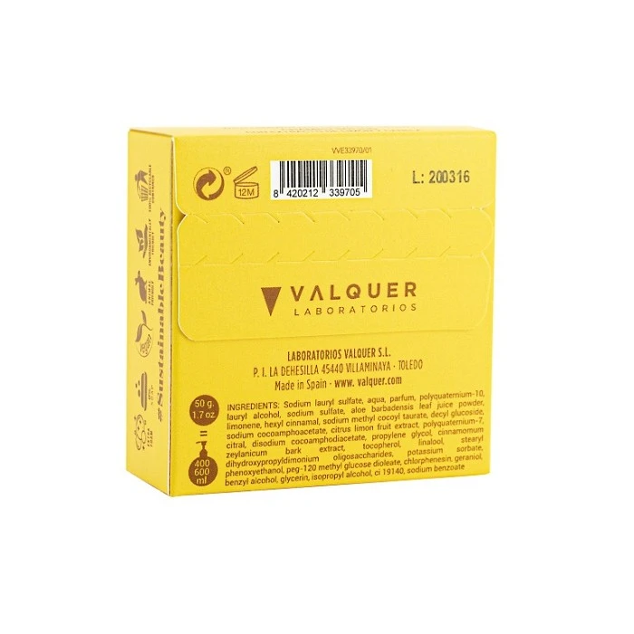 CHAMPU SOLIDO ACID (EXTRACTO DE LIMON Y CANELA) 50 G. VALQUER