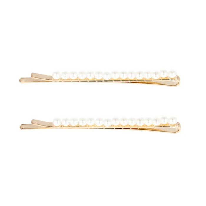 CLIP DORADO LARGO CON PERLAS 2 UNIDADES REF.06932