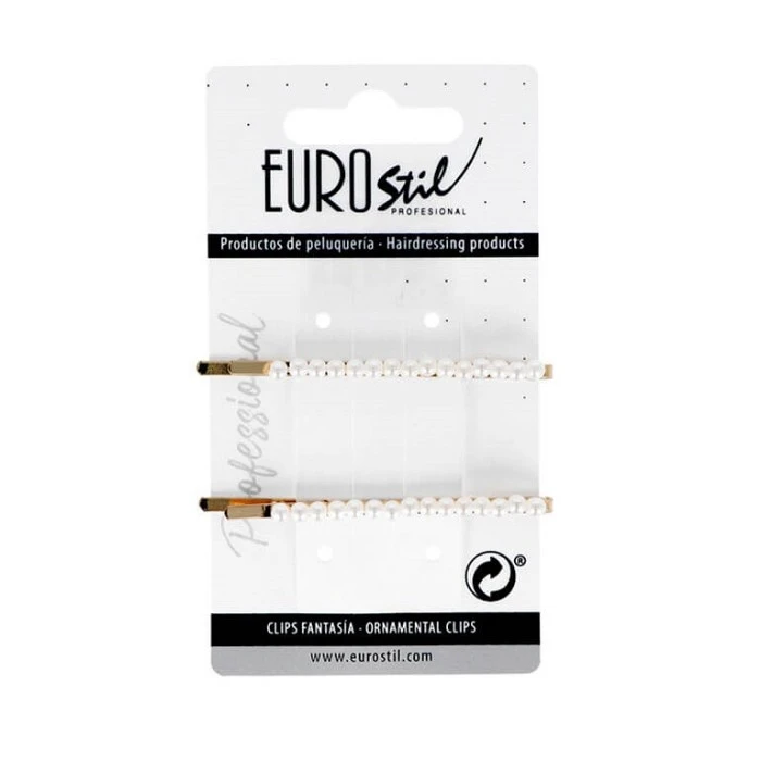 CLIP DORADO LARGO CON PERLAS 2 UNIDADES REF.06932