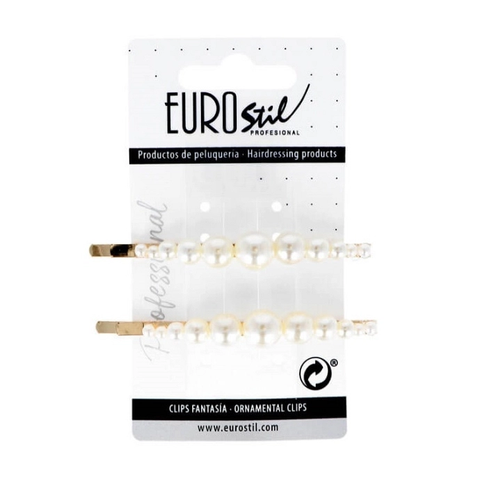 CLIP DORADO LARGO CON PERLAS SURTIDAS 2 UNIDADES REF06933