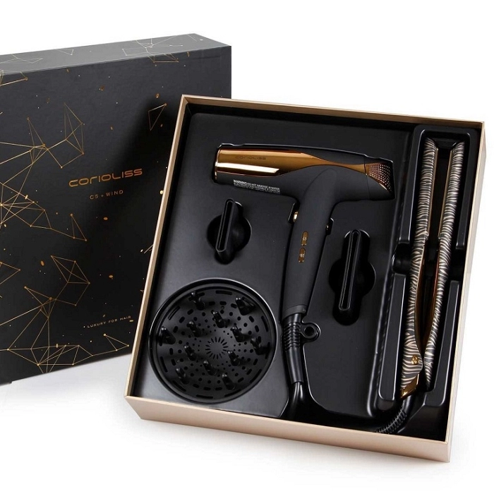 CORIOLISS PLANCHA C5 GOLD ZEBRA + SECADOR WIND CORIOLISS PLANCHA C5 GOLD ZEBRA + SECADOR WIND