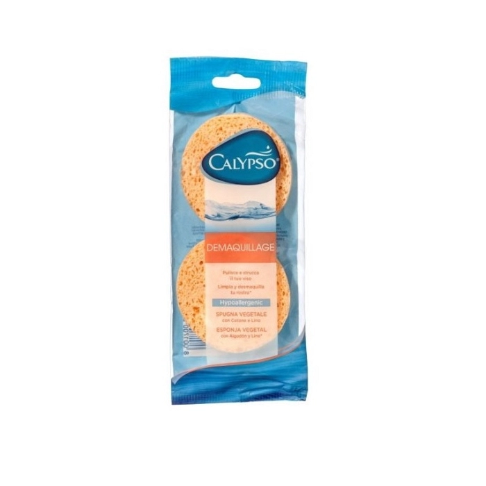ESPONJA DESMAQUILLAR VEGETAL CALYPSO ALGODON Y LINO 2 UNID