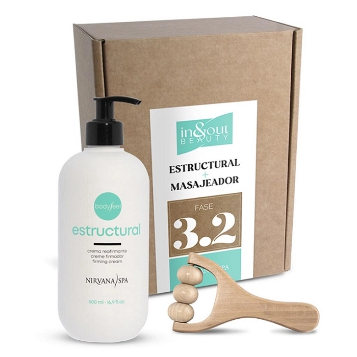 ESTRUCTURAL CREMA REAFIRMANTE 500 ML + MASAJEADOR DE MADERA NIRVANA SPA