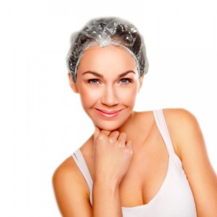 GORRO DE DUCHA EN POLIETILENO TRANSPARENTE PLEGADO  REF01/01/050 100 UNIDADES