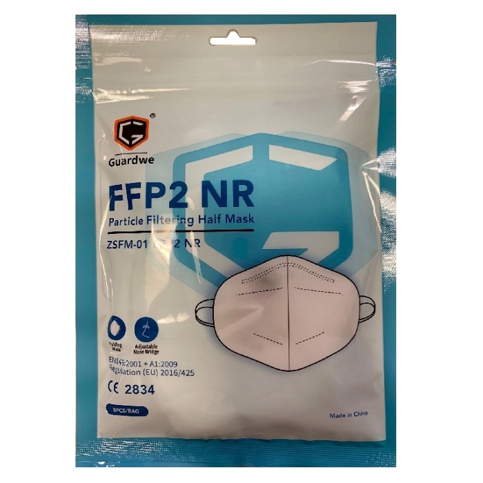 MASCARILLA FFP2 NR NORMATIVA EUROPEA + EXTENSOR PLÁSTICO PARA NUCA (BOLSA 5 U)