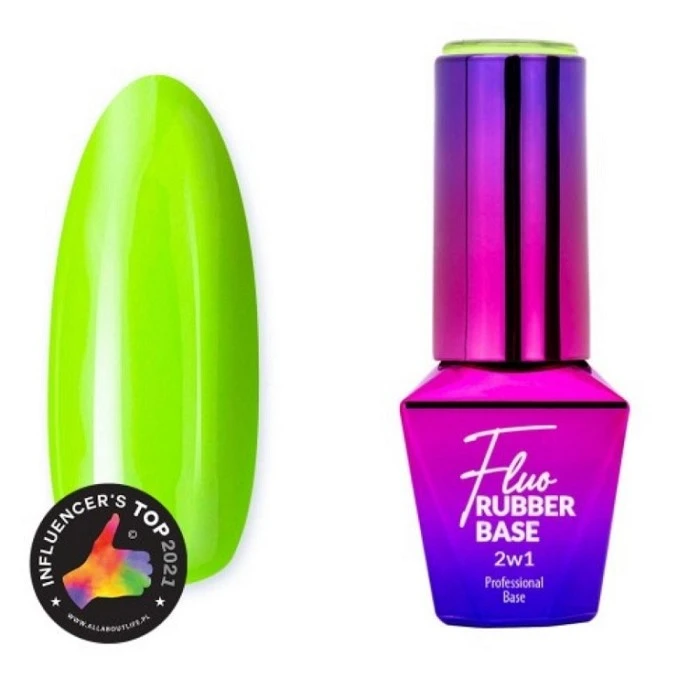 MOLLYLAC FLUO RUBBER BASE 2 EN 1 Nº3 LIME MOJITO 10ML