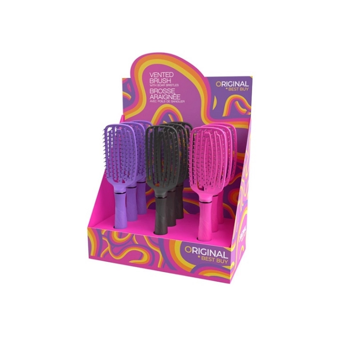 OBB VENTED BRUSH CERDA JABALI FUCSIA - NEGRO- MORADO OBB VENTED BRUSH CERDA JABALI FUCSIA - NEGRO- MORADO