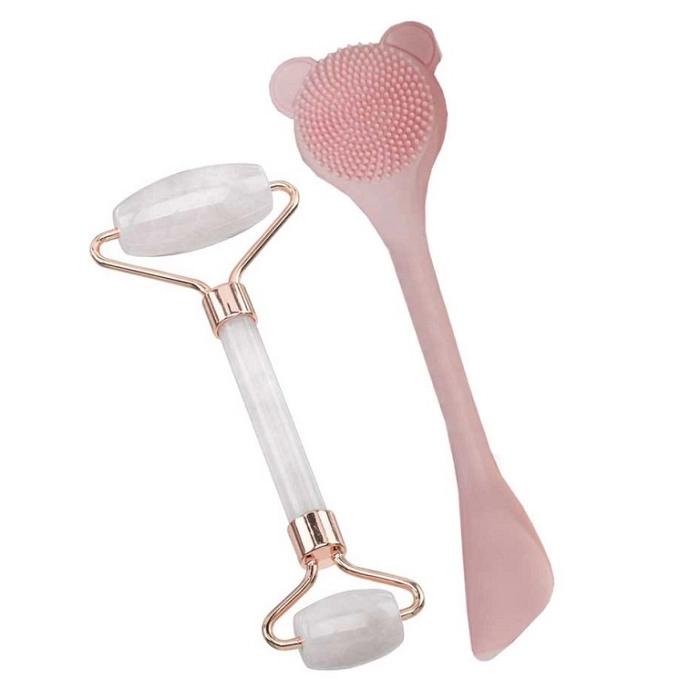 POKHARA MASAJEADOR PIEDRA NATURAL Y LIMPIADOR FACIAL SILICONA POK1651