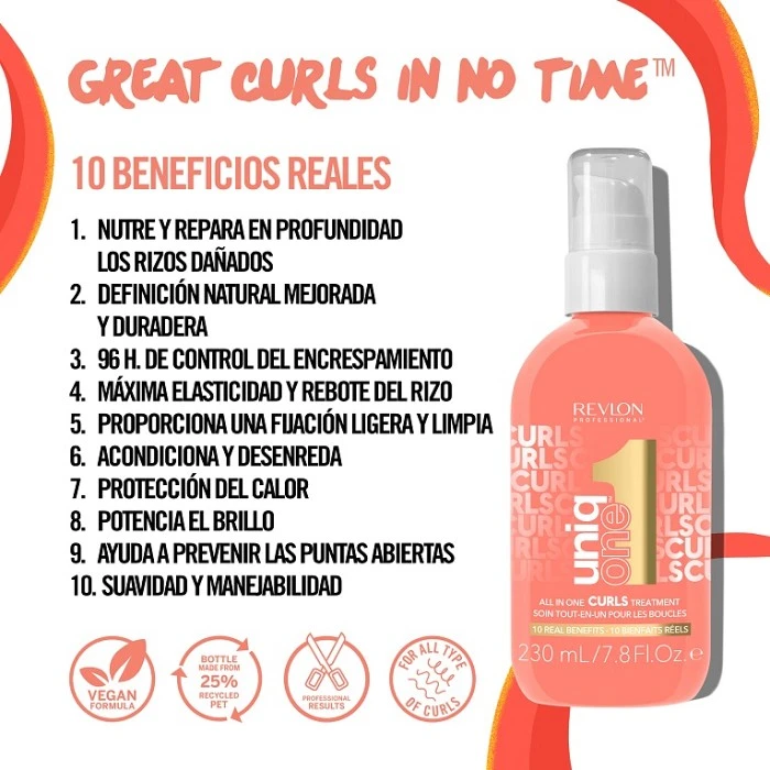 REVLON UNIQ ONE MASCARILLA SIN ACLARADO 10 EN 1 HOT CURLS 230 ML.