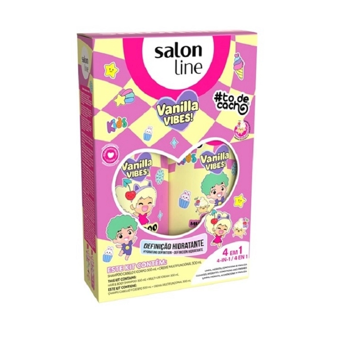 SALON LINE KIT SHAMPOO + CREMA MULTIFUNCION VAINILLA VIBES KIDS 300ML-REF SL0281