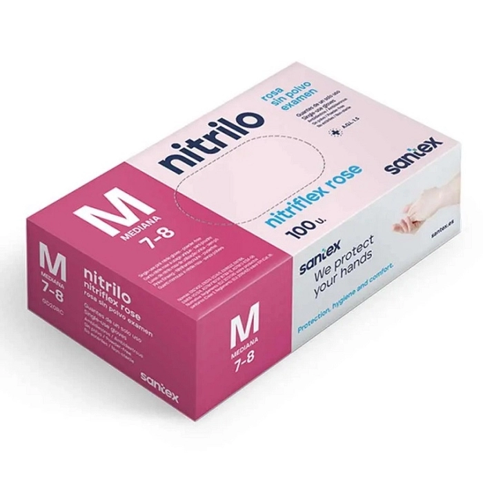 SANTEX GUANTES NITRILO ROSA SIN POLVO (100 U)
