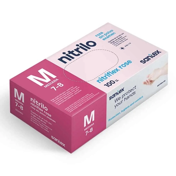 SANTEX GUANTES NITRILO ROSA SIN POLVO (100 U)