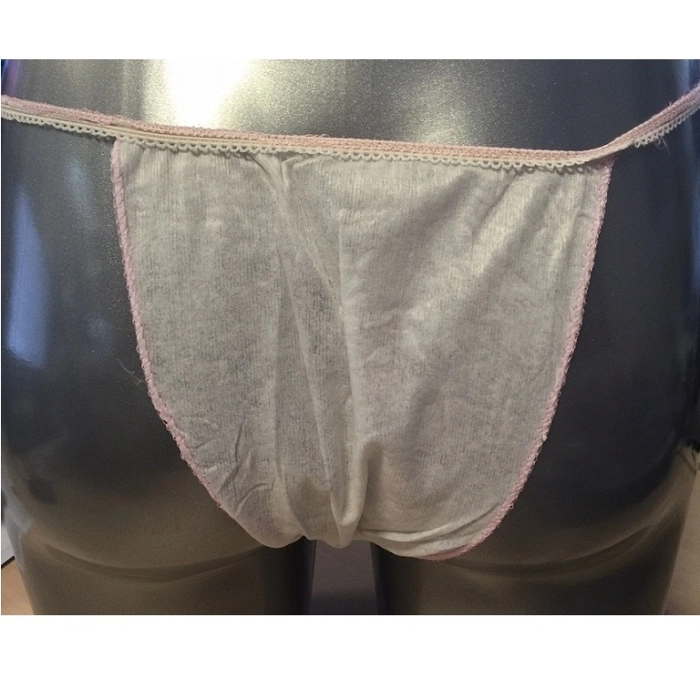 TANGA MUJER SPUN-LACED BLANCO CON RIBETE (25 UNIDADES) REF : 252-B