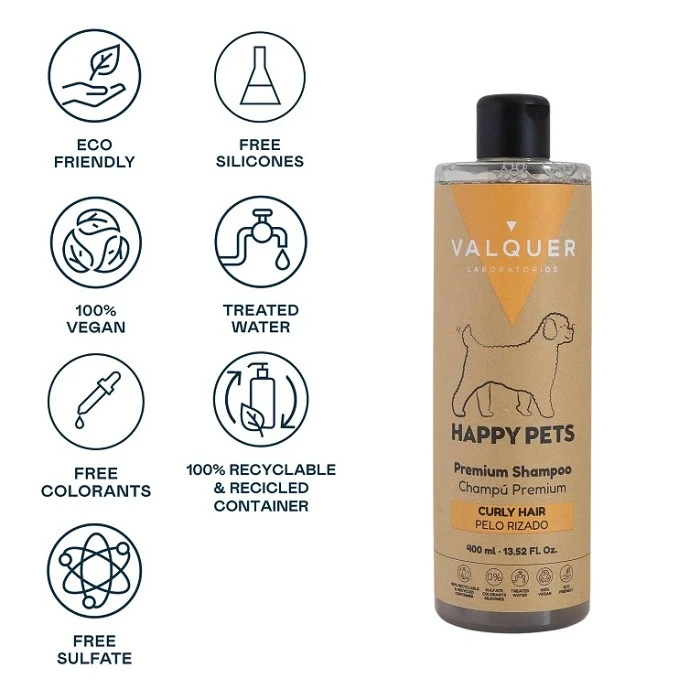 VALQUER CHAMPU PREMIUM PARA MASCOTAS DE PELO RIZADO 400ML.