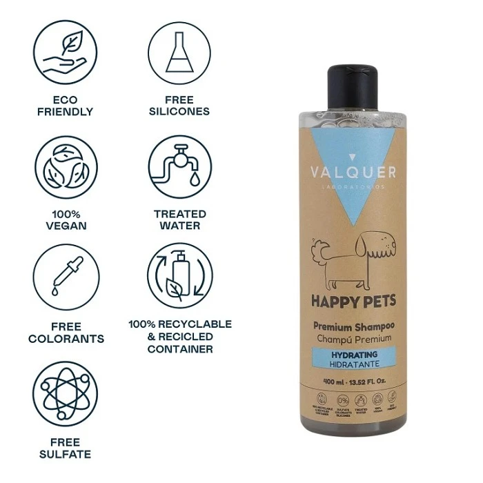VALQUER CHAMPU PREMIUM PARA MASCOTAS HIDRATANTE 400ML.