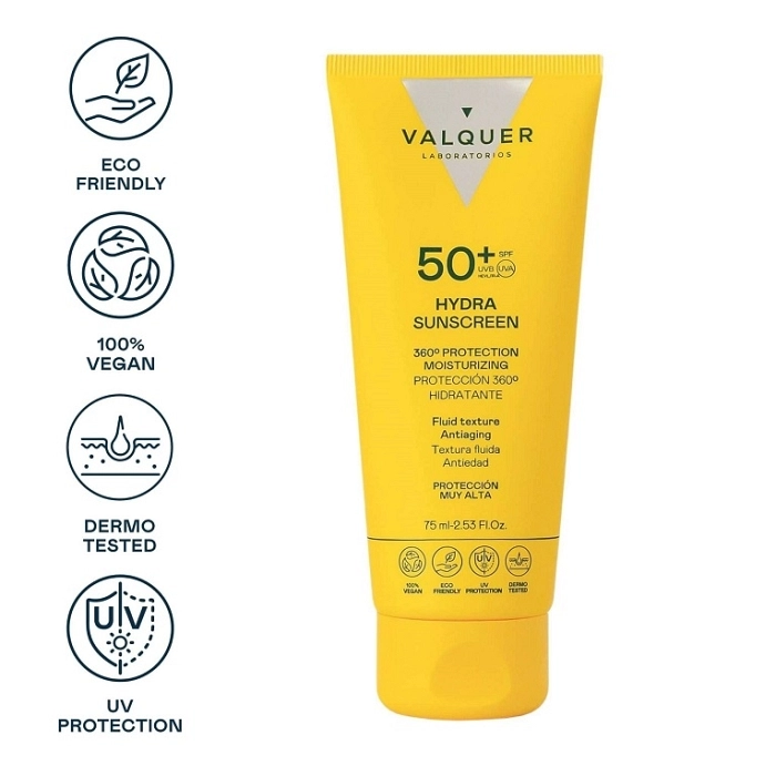 VALQUER CREMA FACIAL HYDRA SUNSCREEN SPF 50+  360º HIDRATANTE Y ANTIEDAD
